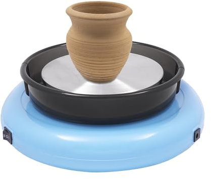 wanwanper Mini-Töpferscheibe, Keramikradmaschine mit Einstellbarer Geschwindigkeit, Mini-Keramikradmaschine für Kinder, Elektrische Töpferscheibe Keramik Maschine, 24.5 * 22.5 * 14.5cm (Blau)