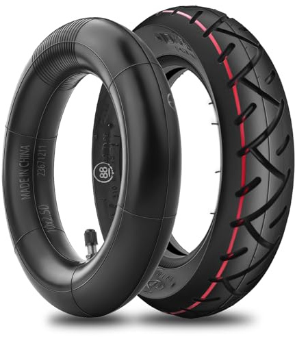 10 x 2,50 Ruedas Patinete y Cámara de Aire, 10 Pulgadas Neumático para Patinete Electrico, Rueda Tubeless Compatible con Kugoo M4 Pro Quick 3 Zero 10X Inokim OX Scooter Eléctrico, Wheel Recambio