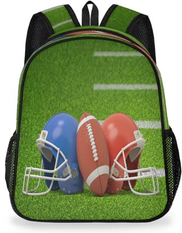 WowPrint American Football und Helme, Kinder-Rucksäcke für Schule, Kindergarten, Büchertasche, Fußball-Rucksack, Reisen, lässiger Tagesrucksack für Kinder, Jungen, Mädchen, farbig, 34 cm
