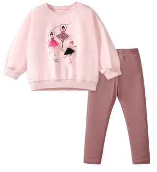 TCWWBB Girls Kids Outfits Clothes Set Toddler Cute Unicorn Bunny Bowknot Birthday Print long Sleeve Cotton Shirt jumper Dresses Tops Leggings Trousers Pants 2 Piece Clothing Set Age 1-7 Years Old