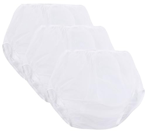 Soft Waterproof Incontinence Pants Pack of 3 Incontinence Pants for Women and Men Plastic Pants Adult Incontinence Pull-On Plastic Pants Covers Anti-Side Leakage Physiological E,Waist 55cm