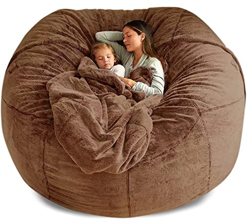 Sitzsack-Bezug aus Plüsch, 152 cm, groß, weich, bequem, ohne Füllung, Braun