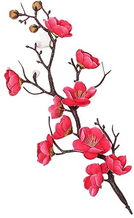 LEADSDGE Bouquet de fleurs de prunier en soie artificielles pour mariage, maison, bureau, fête, hôtel, cour