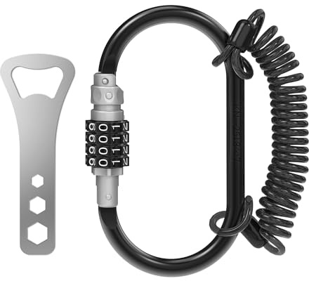 UP Security Combination Lock D Ring with Retractable Cable, 3 Digit Combo Lock for Helmet Safe, Backpack, Luggage Anti-Theft, Stroller, Scooter, Gym Locker, Fence, Travel, Outdoor Use (Oval, Gray)