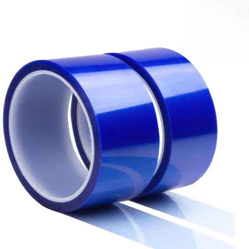Zykra 2 Rollos Cinta Adhesiva Resistente al Calor, 50 mm x 33 m Cinta Térmica Azul Sin Residuos, Cinta Alta Temperatura, para Sublimación, Transferencia de Calor, Soldar, Pintura, Placas de Circuito