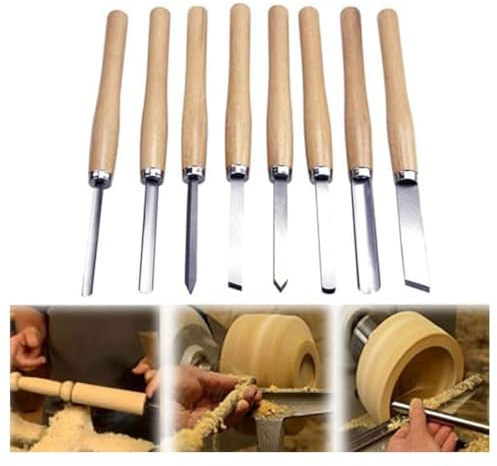 OJTOJT Kit Sgorbie Per Legno, 8 Pezzi Scalpelli Per Tornio, Kit Per Intaglio Fai Da Te Per Principianti E Scultori
