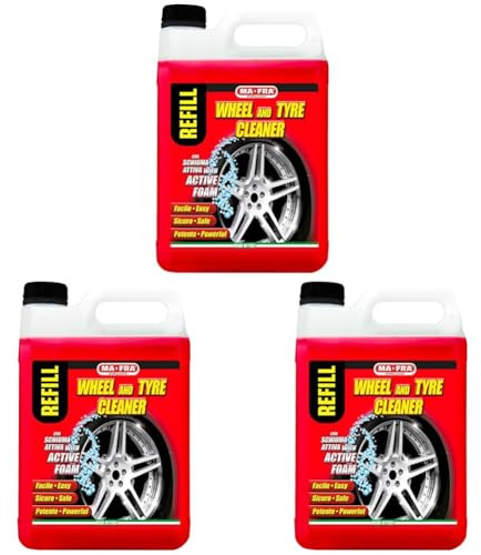 Mafra, Nettoyant Roues et Pneus, Nettoie et Dégraisse Les Pneus de Voiture, Idéal pour Rénover Les Roues et Les Pneus, Utilisable avec ou sans Mousse, Format 4500ml (Lot de 3)