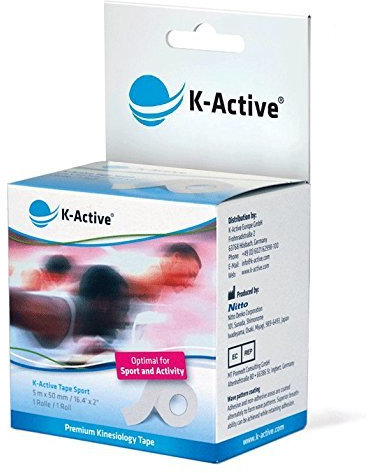 K-Active Tape Sport I Elastisches Kinesiologie Tape für hohe Belastungen I reduzierte Dehnfähigkeit I beste Unterstützung und Stabilität für Muskeln und Gelenke (Weiß)