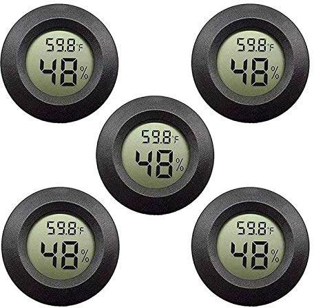 5-Pack Mini Hygrometer Thermometer with Digital LCD Display Indoor Temperature and Humidity Meter for Home Office Humidifiers Humidors Car Greenhouse Babyroom ⦠(5-Pack)