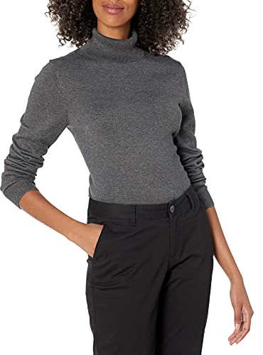 Amazon Essentials Dolcevita Leggero a Maniche Lunghe, Vestibilità Aderente Donna
