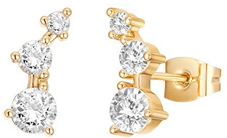 PAVOI Womens 14K Gold Plated Yellow Gold - 925 Sterling Silver Post Cubic Zirconia Ear Crawler Earrings