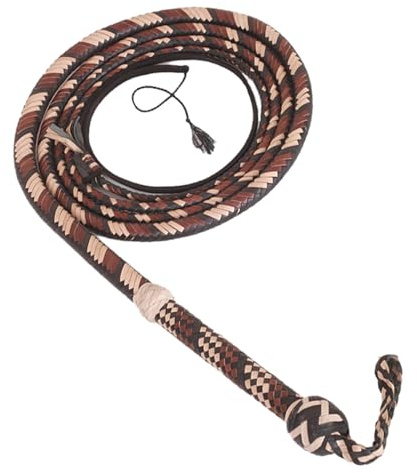 Bull Whip 06 to 16 Feet 16 Strands Cowhide Leather Equestrian Bullwhip Leather Plaited Flexible Bellies (06)