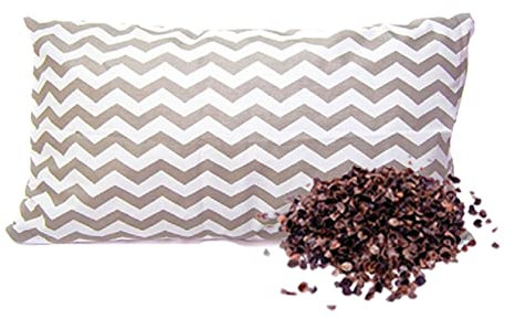 Gesunder Schlaf Buchweizenkissen Kissen mit Buchweizenschale mit Reißverschluss, Buchweizen, orthopädisches Naturkissen, mit Innen- und Außenkissenbezug (Grauer Zickzack, 30 x 50 cm)
