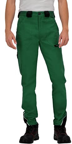BWOLF Ares 100% Cotone Pantaloni da Lavoro Uomo Pantaloni da Lavoro, Verde/Nero, L