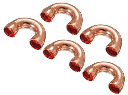 sourcing map Raccordo a gomito a forma di U in rame a 180 gradi, per saldatura a sudore, collegamento a saldare, diametro interno 10 mm, per HVAC, sistema di refrigerazione dell'aria condizionata,