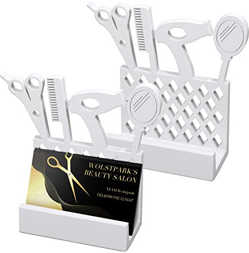 Lincia Visitenkartenhalter aus Holz, für Friseure, Friseure, Büro, Empfang, Tischplatte, Theke, Weiß, 2 Stück