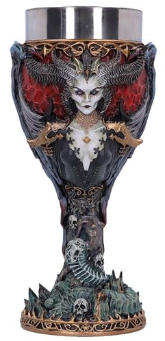 Nemesis Now Now Diablo IV – Coupe de Collection – Motif : Calice Lilith – Cadeau pour Fan et Passionné – Qualité Supérieure – Noir/Argenté – 19,5 CM, Résine, 19,5cm