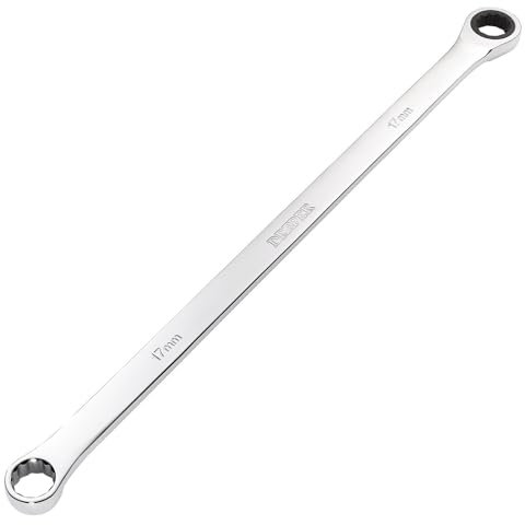 Draper 27774 HI-TORQ - Llave de trinquete métrica extralarga de doble anillo, 17 mm