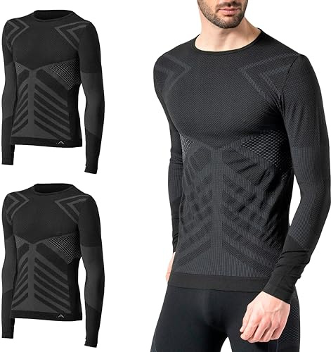 Risalti Maglia Termica Uomo Manica Lunga Energy - Maglia Tecnica Uomo Traspirante, Intimo Termico Senza Cuciture