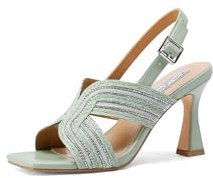QUEEN HELENA Sandali con Tacco con Strass Casual Eleganti Donna ZM9691 (Verde, Sistema Taglie Calzature EU, Adulto, Donna, Numero, Media, 37)