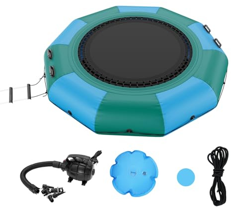 VEVOR Rimbalzatore gonfiabile dell'acqua, trampolino da gioco 10 piedi, con scala pompa di aria elettrica, per piscina, lago, sport acquatici, trampolino per feste piscina attività ricreativa