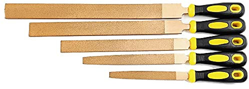 Kolstål metallfiluppsättning 5 delar nålfilverktygssats för träslöjd metall och läder halvrund platt metallfil grupp raspfil rivjärn styrka stålfiler för precisionsarbete (platt)
