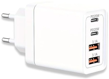 Chargeur USB C,40W 4 Port Prise USB C Chargeur Rapide pour iPhone, Multi Secteur PD+QC 3.1A Type C. Adaptateur pour iPhone 16 15 14 13 12 11 Pro Max X XS XR 8 7 6S Plus, iPad