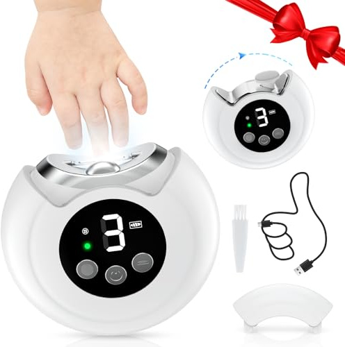 Tagliaunghie elettrico, tagliaunghie per bambini con lima per unghie e ingranaggi a 3 velocità, tagliaunghie elettrico con luce LED e scatola portaoggetti, tagliaunghie automatico wireless per bambini