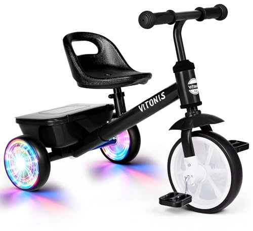 VITONIS Triciclo para niños a Partir de 2 años, Bicicleta sin Pedales para niños de 24 Meses a 5 años, con Dos Ruedas iluminadas con LED, Regalos y Juguetes para niños y niñas, Nergo