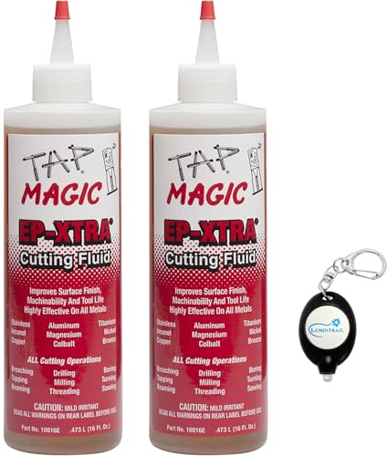 Tap Magic Cutting Fluid, 2 Pack, 16 oz. EP-Extra Cutting Oil for Drilling Metal, Lubricant & Protection Oil On All Metals Including Stainless Steel, Bundle with a Lumintrail Keychain
