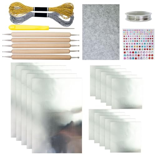 Goldfolie Transferfolie - Glänzende Alufolie Bastelrolle med Schimmerprägung | Bastelzubehör Barn Erwachsene Kunstprojekte Dekoration Scrapbooking Kartenherstellung DIY Handwerk Gesch