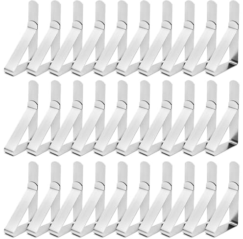 T-Antrix Tablecloth Clips 30 Packs Picnic Table Clips Flexible Stainless Steel Table Cloth Cover Clamps Table Cloth Holders Ideal for Picnics Marquees Weddings Graduation Party