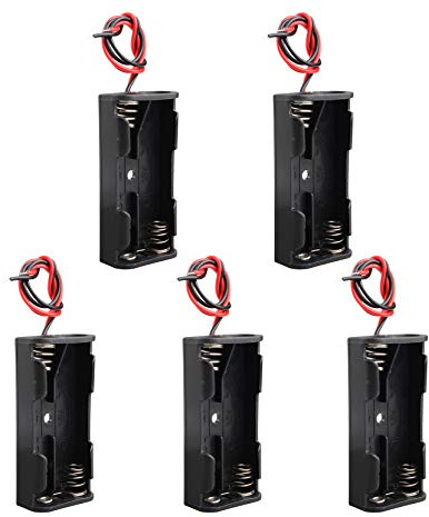 HALJIA 5 st 3 V AAA 2 x 1,5 V batterihållare fodral förvaringsbox batteriorganiserare batteribehållare med trådledningar svart