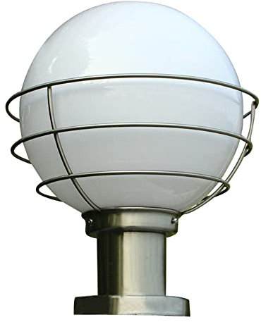 Sockelleuchte Weiss Kugel Lampenschirm Außen Sockelllampe Edelstahl Basis E27 Kugellampe Rasenlampe Wasserdicht IP44 Gartenlampe Balkon Terrassen Garten Villa Baldachin Stehlampe,φ20*30CM
