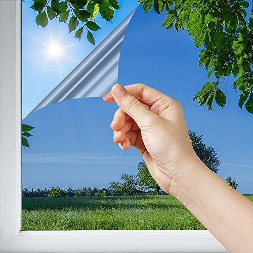Dimexact Pellicola Anti Calore Solare per Vetri, Installazione Esterna Vetro Superiore a 1,2 Metri Quadri, Argento Scuro, Larghezza Fino a 1,52 m, in Rotolo