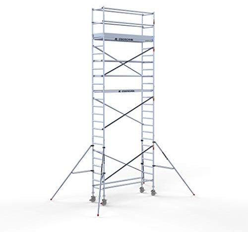AC Steigtechnik Rollgerüst PRO-S 250 | bis 8 m Arbeitshöhe | erweiterbar | Wandstand | 2,50 m Plattform mit Luke | TÜV/GS | Rollrüstung | Zimmerfahrgerüst | Gerüst | Zimmergerüst