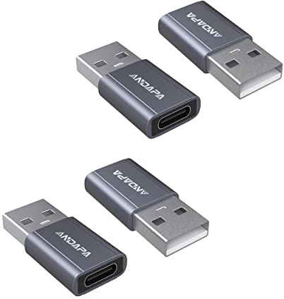 ANDAPA [4-pack]USB C till USB-adapter för i-Phone 12, 13, 14, 15, 16 17 Mini, Pro, Max, AirPods, iPad Pro, Samsung Galaxy Note 10, 20, 21, S21 Plus, Google Pixel