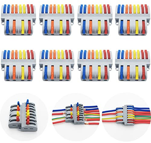 Verbindungsklemme, CESFONJER SPL-84 Klemmen Set, Kompakt Steckklemmen, Schneller Kabelverbinder, Mit Befestigungsschrauben (8 pcs, 4 in 8 raus)