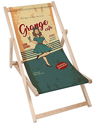 DreamRoots Liegestuhl Klappbar Holz aus Buchenholz, bis 130 kg belastbar, 3-Fach verstellbare Rückenlehne, waschbarer Polyesterbezug