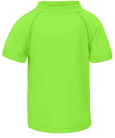 LACOFIA Jungen Kurzarm Badeshirt Kinder UPF 50+ Sonnenschutz Schwimmshirt Kinder Rashguard Schnelltrocknendes Leuchtendes Grün 11-12 Jahre/146-152
