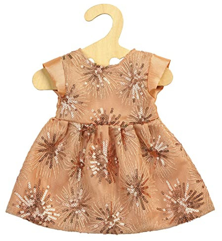 Heless 1230 - Puppenkleidung im Design Rosé Gold, edles Glitzerkleid mit sternförmig angereihten Pailletten für Puppen und Kuscheltiere der Größe 28 - 35 cm