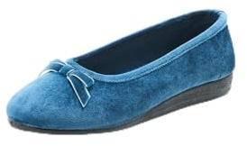 Damart - Chaussons Aspect Velours Femme Bleu Taille 40
