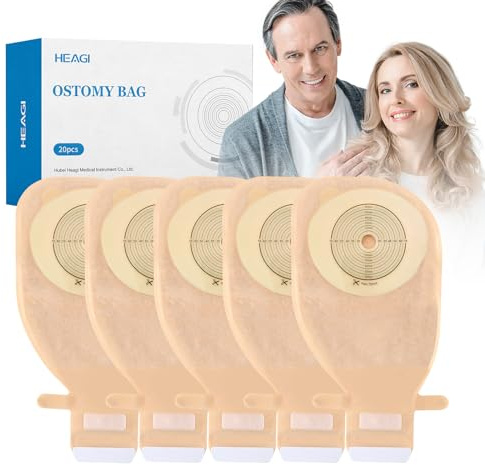 Lot de 20 sacs de colostomie, 15 mm à 70 mm, coupés pour s'adapter aux poches drainables avec fermeture adhésive pour soins de stomie d'iléostomie
