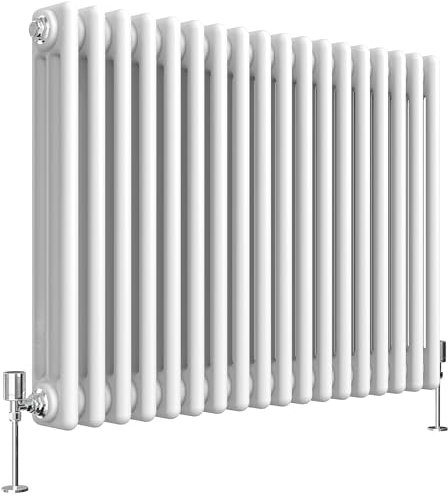 Heilmetz 3 Cast Iron Column Radiator White, 600 x 830mm Cast Iron Style Horizontal Radiator Triple Column Radiator Traditional Central Heating Radiator