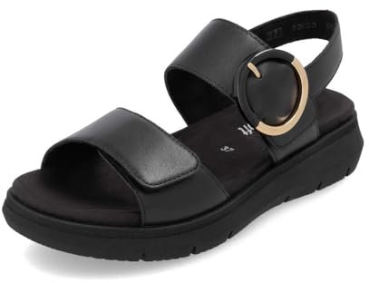 Remonte Damen Riemchensandalen D2K50, Frauen Sandalen, Keilabsatz, lose Einlage, Sandaletten, Sommersandalen, bequem, flach, Sommerschuhe, Strandschuhe, schwarz (00), 39 EU