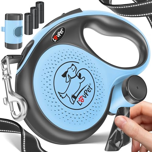 LOVPET® Guinzaglio per cani a rotelle 5m | Guinzaglio per cani piccoli e grandi 50kg | Leine estensibile con impugnatura ergonomica e antiscivolo | Guinzaglio per jogging 360° prolunga per guinzaglio