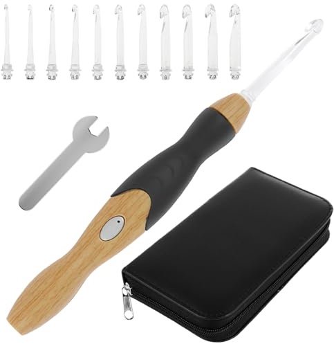 Juego de Ganchillo Iluminado Con 11 Agujas Intercambiables, Portátiles y Ajustables - Accesorios Recargables para Tejer
