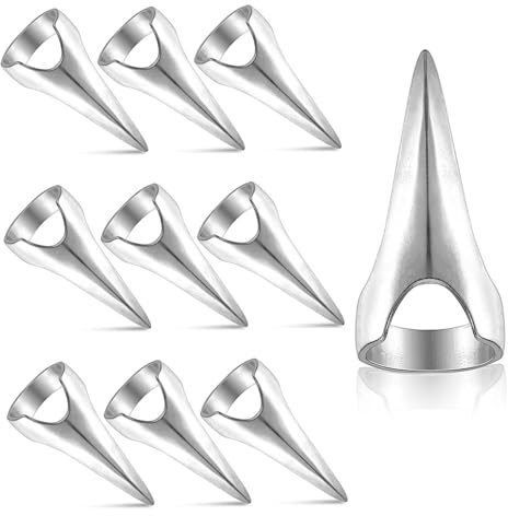 Juego de herramientas de separación de cabello, 10 pcs herramientas de trenza de punto plateado con anillo de dedo, anillos de seccionamiento de trenzas para el cabello, anillos de uñas para tre