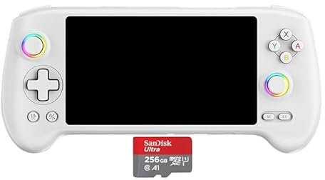 RG557 Retro Game Console – 5.48 AMOLED, Dimensity 8300 CPU, 12GB RAM, 256GB Internal Storage + 256GB Micro SD Card, Android 14 (White)