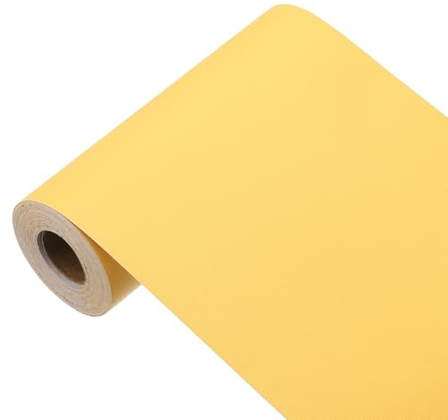 sourcing map 393x5.9 Yellow Wallpaper, Peel and Stick Wallpaper, Yellow Contact Paper Solid Color Vinyl Self-Adhesive Wall Paper Decorative for Wall Covering